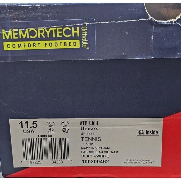 Reebok ATR Chill Men's Black /white Tennis Sneakers 100200462 SZ 11.5 NIB - Picture 13 of 13